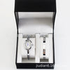 Women's Quartz Bracelet Watch Set With Stainless Steel Strap And Buckle Oval Dial Medieval Style