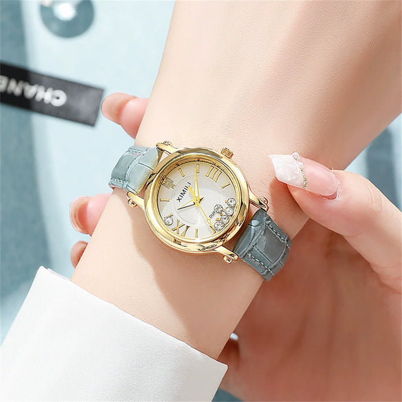 Women's Quartz Watch Alloy Case Imitation Leather Strap Round Dial Leisure Style