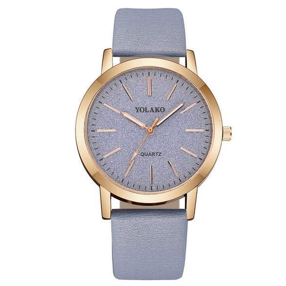 Women's Quartz Watch Alloy Case Imitation Leather Strap Round Dial Matte Notch Ultrathin Simple Casual