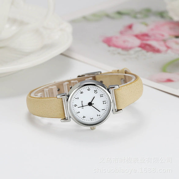 Women's Quartz Watch Alloy Case Imitation Leather Strap Stainless Steel Buckle Round Dial Leisure Style