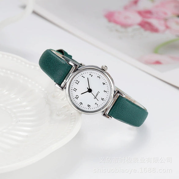 Women's Quartz Watch Alloy Case Imitation Leather Strap Stainless Steel Buckle Round Dial Leisure Style