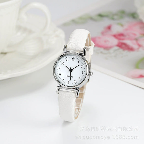 Women's Quartz Watch Alloy Case Imitation Leather Strap Stainless Steel Buckle Round Dial Leisure Style