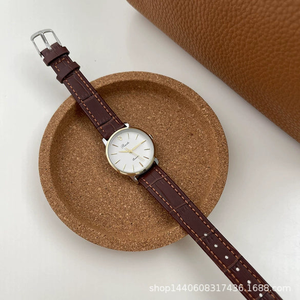 Women's Quartz Watch Alloy Case Simple Elegant Style Coffee Band
