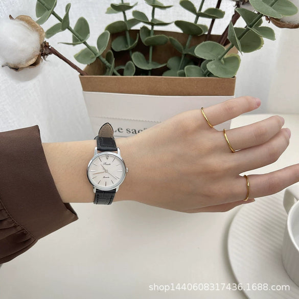 Women's Quartz Watch Alloy Case Simple Elegant Style Coffee Band