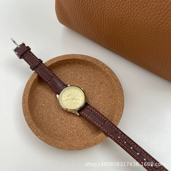 Women's Quartz Watch Alloy Case Simple Elegant Style Coffee Band