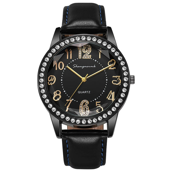 Women's Quartz Watch Alloy Case Stainless Steel Buckle Pu Strap Round Dial Sapphire Crystal Glass Mirror