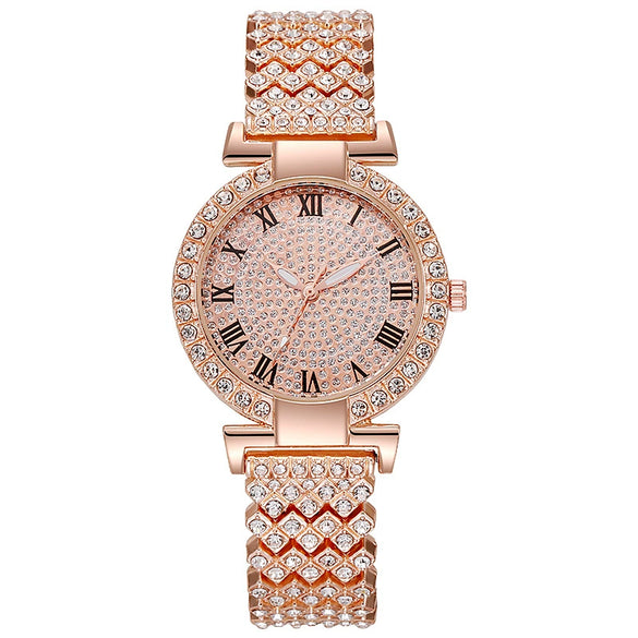 Women's Quartz Watch Alloy Material Fashion Round Dial Starry Design Jewelry Buckle