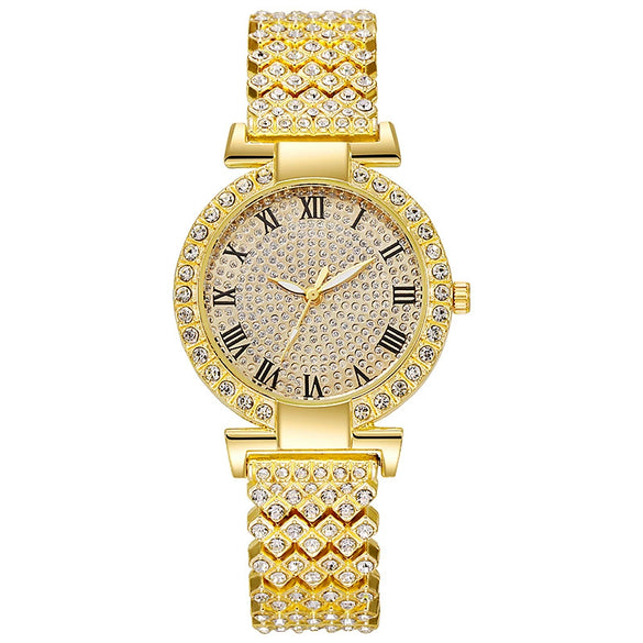 Women's Quartz Watch Alloy Material Fashion Round Dial Starry Design Jewelry Buckle