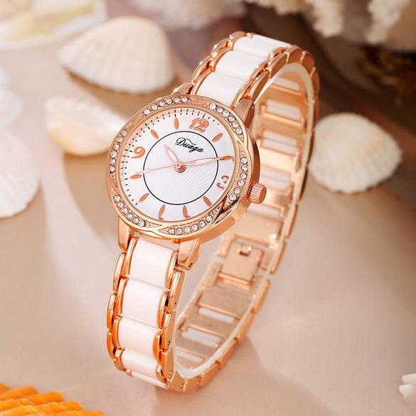 Women's Quartz Watch Lace Diamond Round Alloy Stainless Steel Ordinary Glass Mirror Fashionable