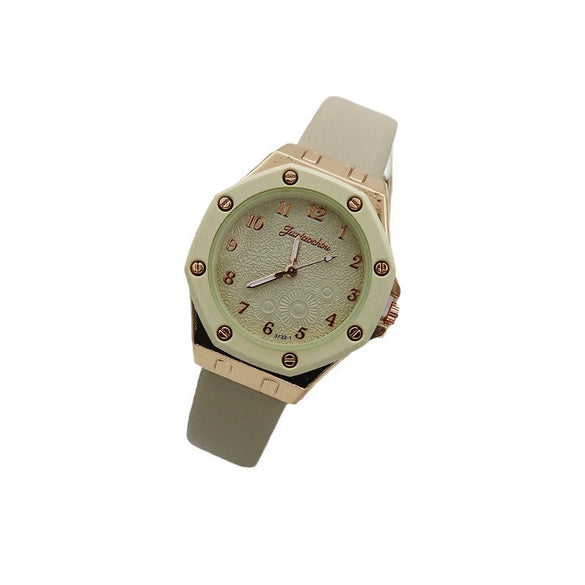 Women's Quartz Watch Leather Pu Alloy Mineral Strengthened Glass Mirror Rhombus Dial Leisure Style