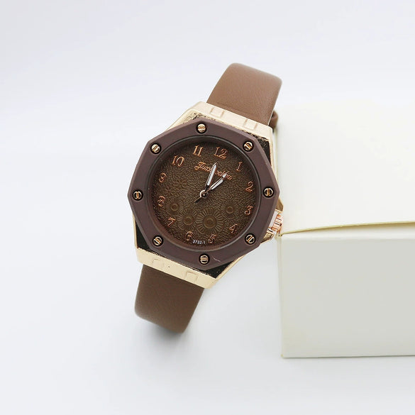 Women's Quartz Watch Leather Pu Alloy Mineral Strengthened Glass Mirror Rhombus Dial Leisure Style
