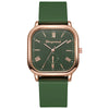 Women's Quartz Watch Midcentury Style Alloy Case Silicone Strap Square Dial