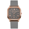 Women's Quartz Watch Midcentury Style Alloy Case Silicone Strap Square Dial