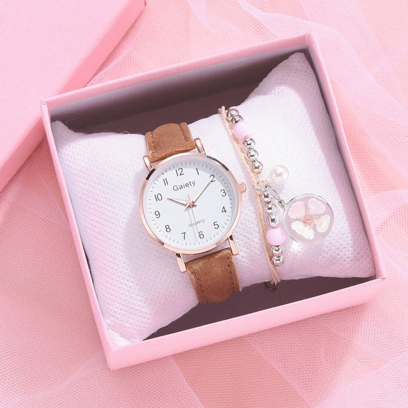 Women's Quartz Watch Set Canvas Strap Alloy Case Round Dial Leisure Style