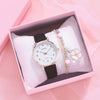 Women's Quartz Watch Set Canvas Strap Alloy Case Round Dial Leisure Style