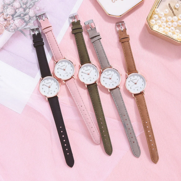 Women's Quartz Watch Set Canvas Strap Alloy Case Round Dial Leisure Style