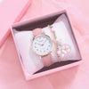 Women's Quartz Watch Set Canvas Strap Alloy Case Round Dial Leisure Style