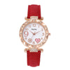 Women's Quartz Watch With Heart Dial And Round Shape Alloy Case Imitation Leather Strap Stainless Steel Buckle Casual Style