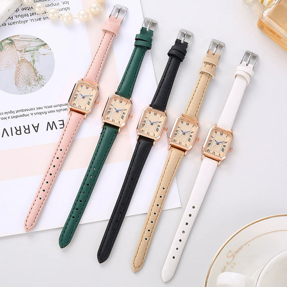 Women's Quartz Watch Zinc Alloy Case Pu Strap Rectangular Dial Fashion Retro Design