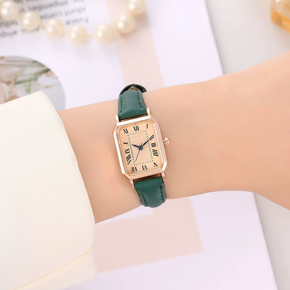 Women's Quartz Watch Zinc Alloy Case Pu Strap Rectangular Dial Fashion Retro Design