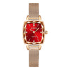 Women's Quartz Waterproof Watch With Solid Stainless Steel Band And Small Square Dial