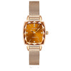 Women's Quartz Waterproof Watch With Solid Stainless Steel Band And Small Square Dial