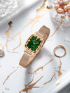 Women's Quartz Waterproof Watch With Solid Stainless Steel Band And Small Square Dial