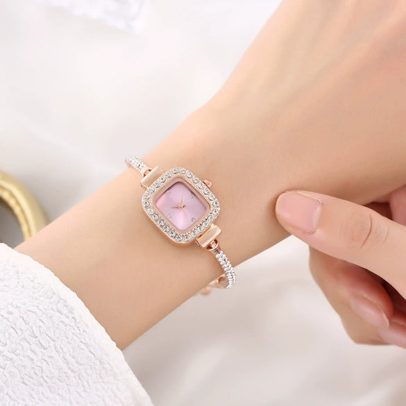 Women's Quartz Wrist Watch Alloy Stainless Steel Rectangle With Adjustable Rhinestones