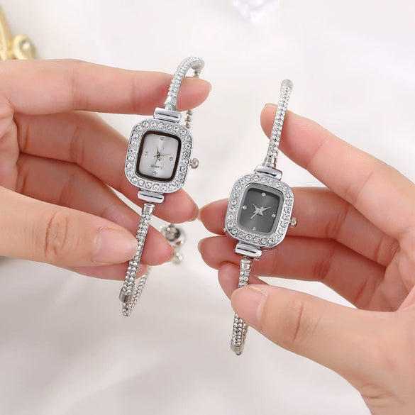 Women's Quartz Wrist Watch Alloy Stainless Steel Rectangle With Adjustable Rhinestones