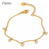 Women's Rainbow Candy Zircon Geometric Pendant Stainless Steel Bracelet With Exquisite Thin Chain And Electroplating