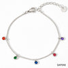 Women's Rainbow Candy Zircon Geometric Pendant Stainless Steel Bracelet With Exquisite Thin Chain And Electroplating