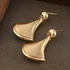 Women's Real Goldplated Metal Fanshaped Statement Earrings Minimalist Natural Style Wholesale Fashion Jewelry