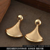 Women's Real Goldplated Metal Fanshaped Statement Earrings Minimalist Natural Style Wholesale Fashion Jewelry