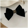 Women's Red And Black Velvet Bow Handmade Hairpin Headwear Spring Clip