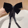 Women's Red And Black Velvet Bow Handmade Hairpin Headwear Spring Clip