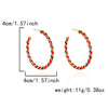 Women’s Red And Green Contrast Twisted Hoop Earrings Geometric Circle Design Electroplated Alloy Statement Jewelry