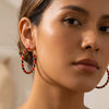 Women’s Red And Green Contrast Twisted Hoop Earrings Geometric Circle Design Electroplated Alloy Statement Jewelry