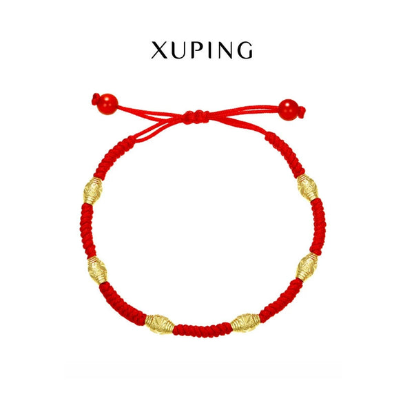 Women's Red Cord Bracelet With Dragon Knot Geometric Hollow Beads And Handwoven Detail