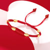 Women's Red Cord Bracelet With Dragon Knot Geometric Hollow Beads And Handwoven Detail