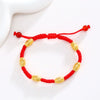 Women's Red Cord Bracelet With Dragon Knot Geometric Hollow Beads And Handwoven Detail