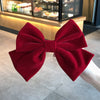 Women's Red Velvet Bow Handmade Hairpin Horizontal Clip For Autumn And Winter Hair Accessories