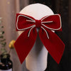 Women's Red Velvet Bow Handmade Hairpin Horizontal Clip For Autumn And Winter Hair Accessories
