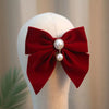 Women's Red Velvet Bow Handmade Hairpin Horizontal Clip For Autumn And Winter Hair Accessories
