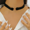 Women's Red Velvet Geometric Choker Necklace With Round Buckle And 925 Silver Pendant Fashion Party Jewelry