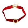 Women's Red Velvet Geometric Choker Necklace With Round Buckle And 925 Silver Pendant Fashion Party Jewelry