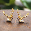 Women's Reindeer Earrings With Synthetic Cubic Zirconia Copper Christmas Animal Jewelry With Geometric Detail