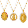 Women's Religious Jewelry Copper Pendant Necklace With Colorful Zircon Electroplated In Geometric Design