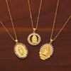 Women's Religious Jewelry Copper Pendant Necklace With Colorful Zircon Electroplated In Geometric Design