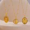 Women's Religious Jewelry Copper Pendant Necklace With Colorful Zircon Electroplated In Geometric Design