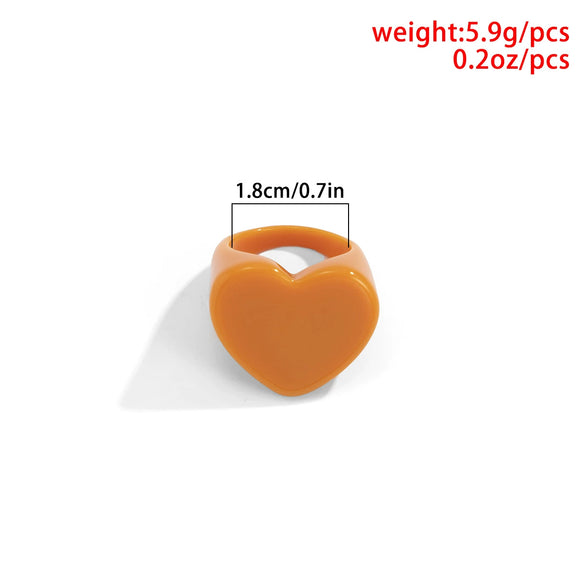 Women's Resin And Plastic Geometric Peach Heart Ring And Bracelet With Epoxy Treatment